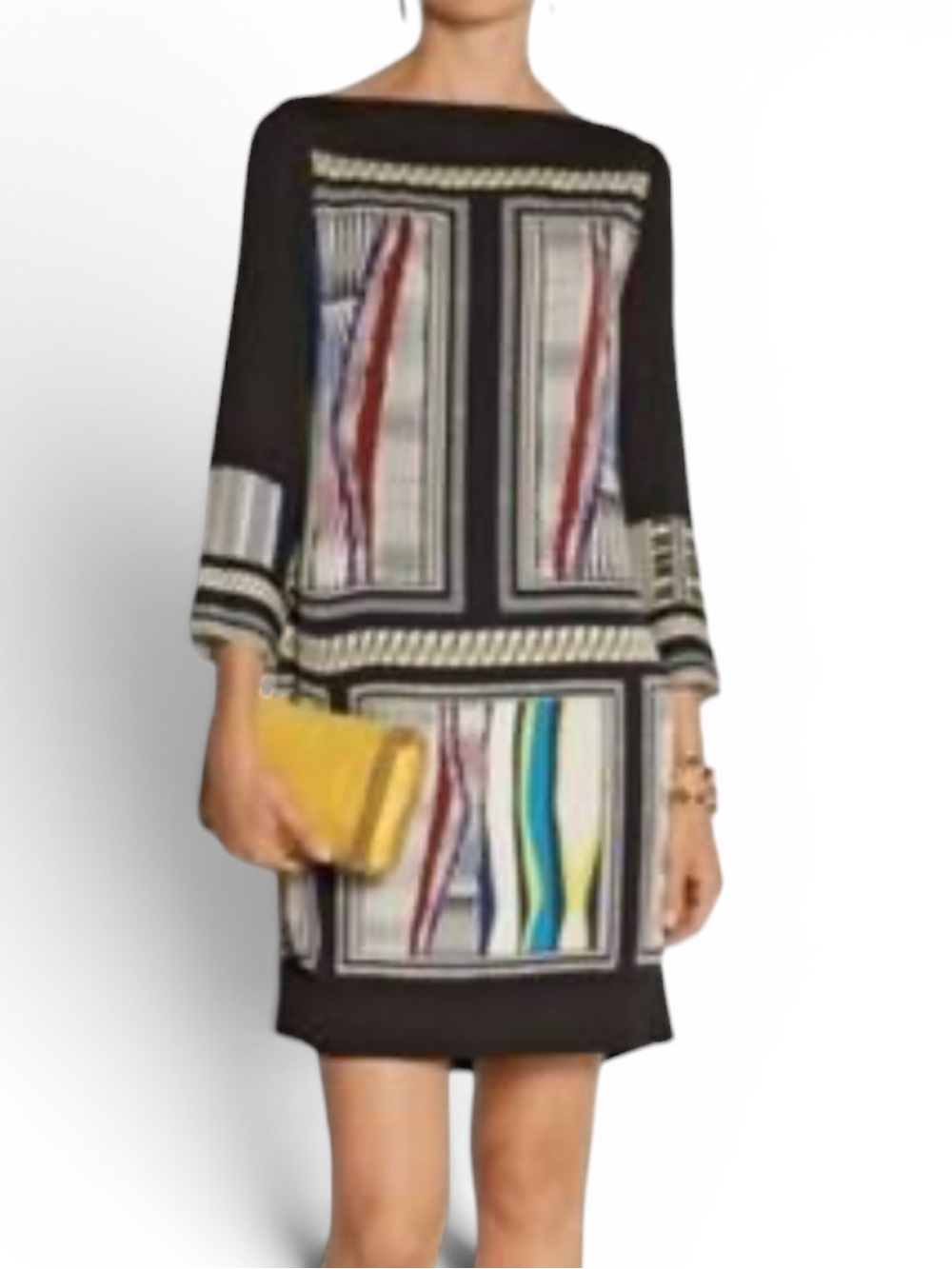 Diane Von Furstenberg Black Jocelyn Silk Shift Dress 6